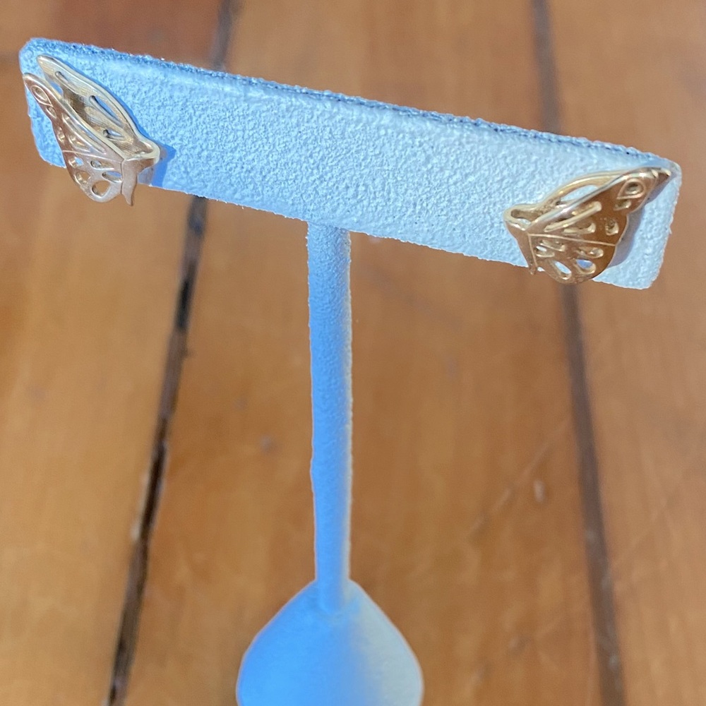 Gold Colored 3D Butterfly Earrings